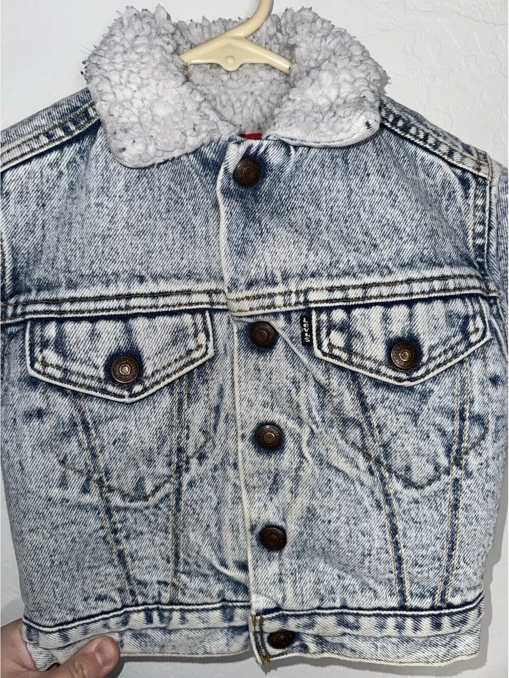 Vintage Levi’s Acid Wash Denim Jacket Size 3T black/ Silver Tab 80-90s Jean
